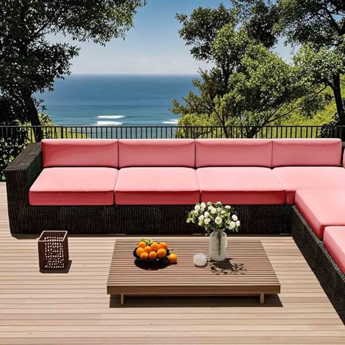 YWQJL Sitzkissen Bezug Outdoor Bezüge Für Loungemöbel Wasserdichter Sofabezug Sofa Sitzkissenbezug Outdoor Sitzkissen Wetterfest Gartenpolster Bezug Abnehmbar(#10,55x45x10cm) von YWQJL