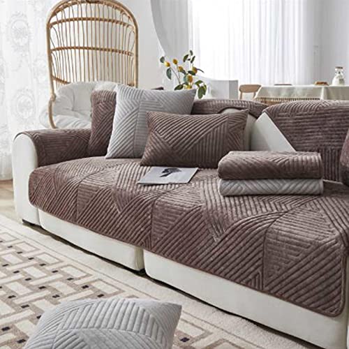 YWQJL Sofaschutz Sofaschoner Samt,Sofabezug Antirutsch Kratzschutz Hund Katze Überwurf Hundedecke Ecksofa Sofa Schutzdecke Schonbezug Sofa Abdeckung Sofaüberwurf Couchhusse,brown-110x240cm von YWQJL