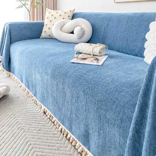 YWQJL Sofaüberwurf Decke Ecksofa L Form Samt rutschfest Wasserdicht XXL Decke Für Sofa Zum Abdecken Grau Decke Sofa Sofa Decke Überwurf Sofa Überwurfdecke Sofadecke,blue-180x230CM von YWQJL
