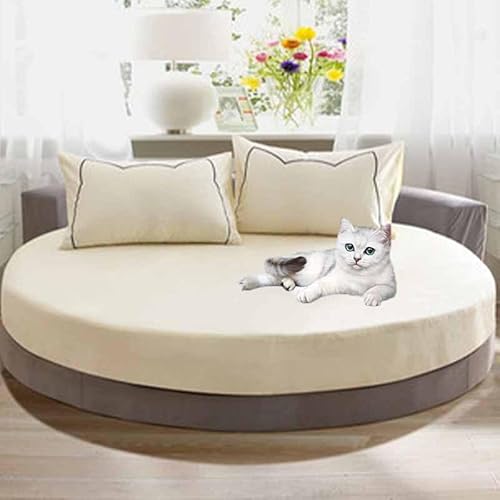 YWQJL Spannbettlaken Rund Matratzenschoner Matratzenauflage Runder Matratzen Topper Spannbettlaken Boxspringbett Atmungsaktiv Mattress Protector(14,Diameter 230cm) von YWQJL