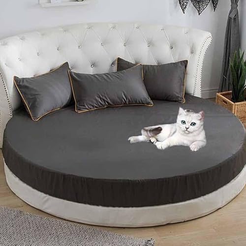 YWQJL Spannbettlaken Rund Matratzenschoner Matratzenauflage Runder Matratzen Topper Spannbettlaken Boxspringbett Atmungsaktiv Mattress Protector(18,Diameter180cm) von YWQJL