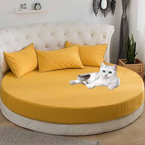 YWQJL Spannbettlaken Rund Matratzenschoner Matratzenauflage Runder Matratzen Topper Spannbettlaken Boxspringbett Atmungsaktiv Mattress Protector(19,Diameter180cm) von YWQJL