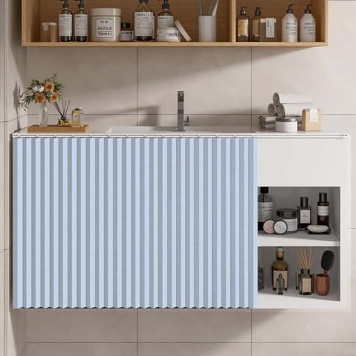 YWQJL Vorhänge Für Schienen Vorhang Für Küchenschrank Schrank Vorhang Selbstklebend Schrankvorhang Staubdichter Wasserdicht Badezimmer Verdunklungsvorhänge(#5,W80xH50cm) von YWQJL