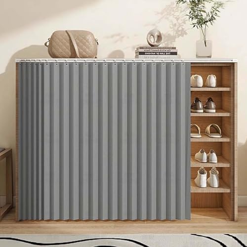 YWQJL Vorhang Für Offenes Regal Vorhang Küchenschrank Schrank Vorhang Selbstklebend Regal Vorhang Mit Schiene Wasserdicht Schrankvorhänge Küche Schrankvorhang(#3,W80xH160cm) von YWQJL