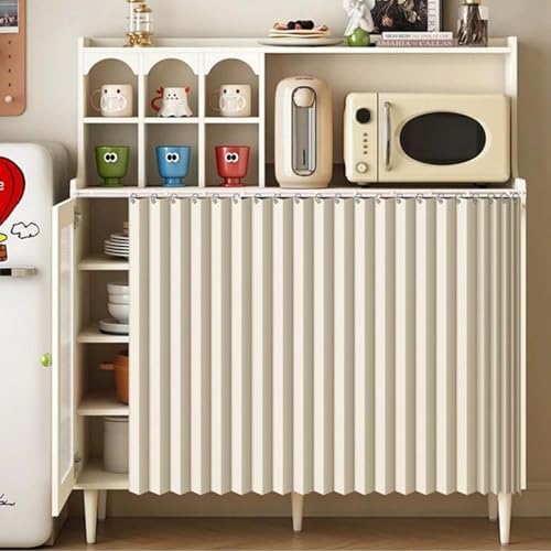 YWQJL Vorhang Für Regale Selbstklebend Schrank Vorhänge Vorhang Küchenschrank Raumteiler Vorhang Mit Schienen Schrank Vorhang Zum Schieben Verdunkelungsvorhang (#1,W80xH70cm) von YWQJL