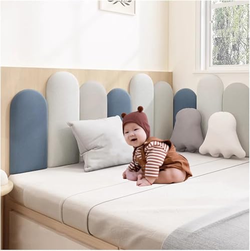 YWQJL Wandpaneele Polster Selbstklebend、Wandpaneele Kopfteil Bett、Wandkissen Mit Befestigung、Wandpolster Grau、3D Selbstklebend 3,5cm Wandaufkleber Paneele Wand(C,180) von YWQJL