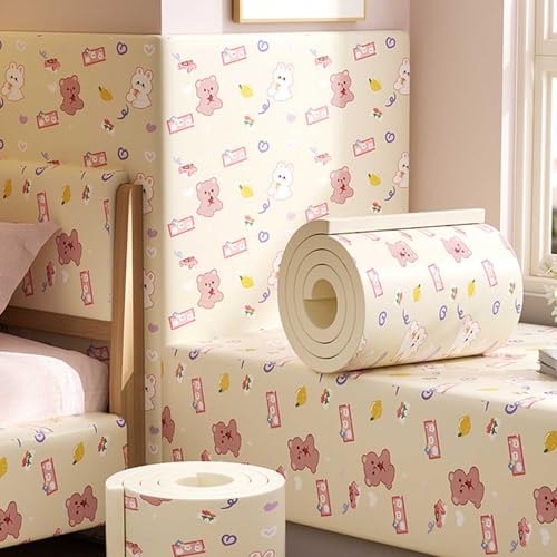 YWQJL Wandschutz Wandkissen Selbstklebend Wandpolster Bett 200cm Polsterpaneel Wand Selbstklebende Paneele Wandpaneele Gepolstert Für Kinderzimmer Kantenschutz(#10,200cmx20cmx1cm) von YWQJL