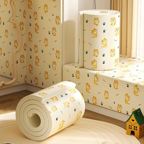 YWQJL Wandschutz Wandkissen Selbstklebend Wandpolster Bett 200cm Polsterpaneel Wand Selbstklebende Paneele Wandpaneele Gepolstert Für Kinderzimmer Kantenschutz(#14,200cmx20cmx1cm) von YWQJL