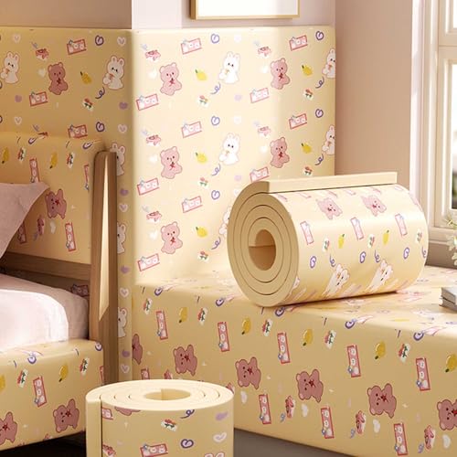 YWQJL Wandschutz Wandkissen Selbstklebend Wandpolster Bett 200cm Polsterpaneel Wand Selbstklebende Paneele Wandpaneele Gepolstert Für Kinderzimmer Kantenschutz(#24,200cmx20cmx1cm) von YWQJL