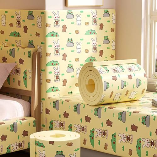 YWQJL Wandschutz Wandkissen Selbstklebend Wandpolster Bett 200cm Polsterpaneel Wand Selbstklebende Paneele Wandpaneele Gepolstert Für Kinderzimmer Kantenschutz(#25,200cmx20cmx1cm) von YWQJL