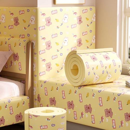 YWQJL Wandschutz Wandkissen Selbstklebend Wandpolster Bett 200cm Polsterpaneel Wand Selbstklebende Paneele Wandpaneele Gepolstert Für Kinderzimmer Kantenschutz(#26,200cmx20cmx1cm) von YWQJL