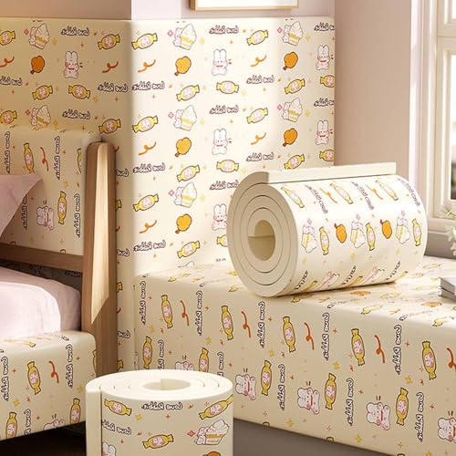 YWQJL Wandschutz Wandkissen Selbstklebend Wandpolster Bett 200cm Polsterpaneel Wand Selbstklebende Paneele Wandpaneele Gepolstert Für Kinderzimmer Kantenschutz(#31,200cmx20cmx1cm) von YWQJL