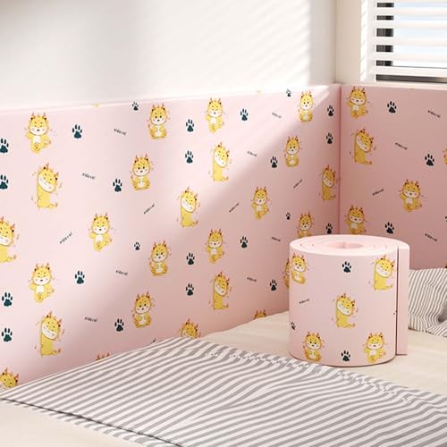YWQJL Wandschutz Wandkissen Selbstklebend Wandpolster Bett 200cm Polsterpaneel Wand Selbstklebende Paneele Wandpaneele Gepolstert Für Kinderzimmer Kantenschutz(#32,200cmx20cmx1cm) von YWQJL