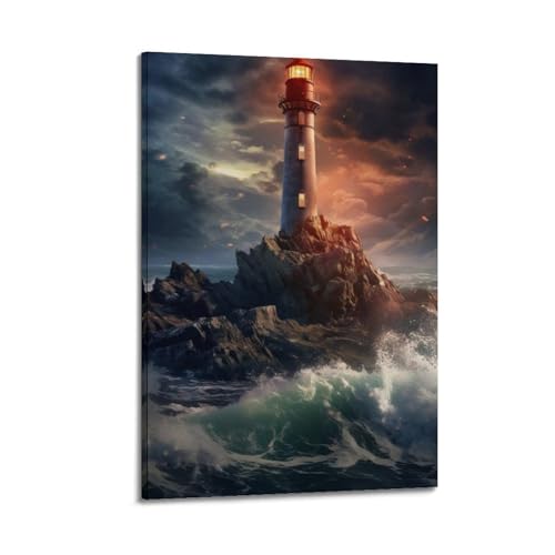 YWRRWQBER Leuchtturm-Poster, ästhetische Wandkunst, Leinwand-Dekor, Vintage-Poster, dekoratives Gemälde für Wohnzimmer, Schlafzimmer, 20 x 30 cm, Rahmenstil YWRRWQBER Leuchtturm-Poster, ästhetische Wandkunst, Leinwand-Dekor, Vintage-Poster, dekoratives Gemälde für Wohnzimmer, Schlafzimmer, 20 x 30 cm, Rahmenstil von YWRRWQBER