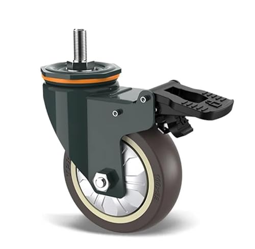 1 Stück 5 Zoll M10/M12/M14/M16/M20 Schraube Universalrad mit Bremsgummiwelle Lenkrolle Stille Maschine Einzellast 150KG(M16- With Brakes) von YWRWUPMGK
