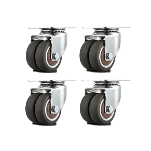 4 Teile/los 2 zoll Flache Zwei Rad Pulley hohe Lager Stille Schwenk Rad Sofa Caster Möbel Zubehör mit Bremse(Universal) von YWRWUPMGK