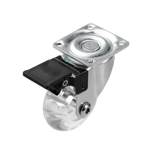 Packung mit 4 3-Zoll-Rollen PU Transparent Crystal Wheel mit Bremsmöbel Multi-Specification Cabinet Pull(3 Inch-flat-brake) von YWRWUPMGK