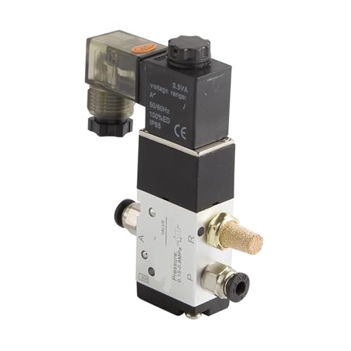 YWRWUPMGK 1 STÜCKE 3V110-06 NO NC Magnetventil 3-Wege DC12V 24V AC 110V 220V pneumatisches Luftregelventil elektrisches Gasmagnetventil Aluminiumventilkörper(3V110-06 NC 8mm,AC 220V) von YWRWUPMGK