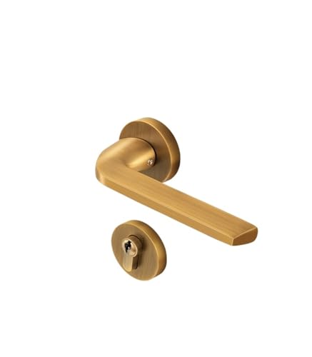 YWRWUPMGK Reines Kupfer Innen Geräuschloses Türschloss Leichtes Luxus Messing Schlafzimmer Türschloss Magnetisches Holztürschloss Geteiltes Türgriffschloss(French Bronze) von YWRWUPMGK