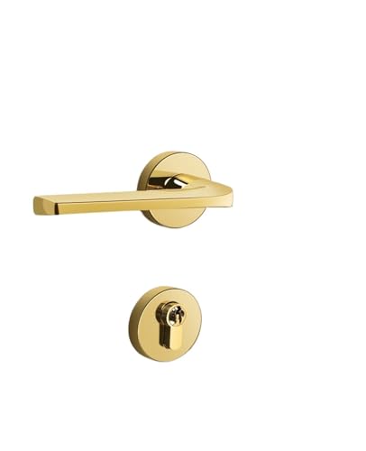 YWRWUPMGK Reines Kupfer Innen Geräuschloses Türschloss Leichtes Luxus Messing Schlafzimmer Türschloss Magnetisches Holztürschloss Geteiltes Türgriffschloss(PVD Magnetic Suction Model) von YWRWUPMGK