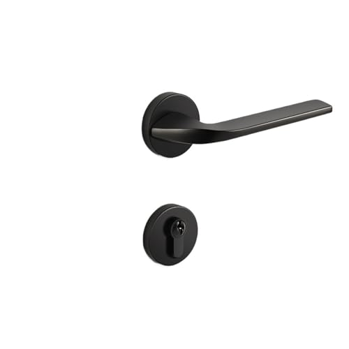 YWRWUPMGK Reines Kupfer Innen Geräuschloses Türschloss Leichtes Luxus Messing Schlafzimmer Türschloss Magnetisches Holztürschloss Geteiltes Türgriffschloss(Ya Black Magnetic Style) von YWRWUPMGK
