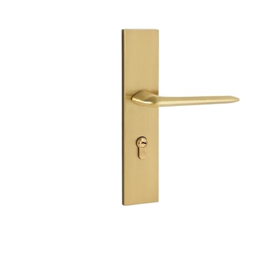 YWRWUPMGK Reines Kupfer Leises Goldenes Türschloss Schlafzimmer Messing Zimmertürschloss Innen Magnetisches geteiltes Holztürschloss(All in one) von YWRWUPMGK
