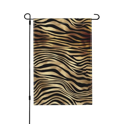 Afrikanisches Zebra-Tierfell in Sepia-Schwarzgold, Gartenflagge doppelseitig, dekoratives Hofbanner für den Innen- und Außenbereich, Hofhaus, 30 x 45,5 cm von YWSOTRE