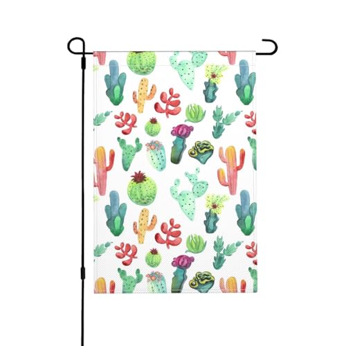 Aquarell Kaktus Sukkulenten, Gartenflagge doppelseitig, dekoratives Hofbanner für den Innen- und Außenbereich, Hofhaus, 30 x 45,5 cm von YWSOTRE