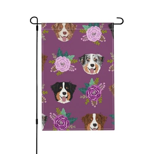 Aussie Hund Blumen Australischer Schäferhund, Gartenflagge doppelseitig, dekoratives Hofbanner für den Innen- und Außenbereich, Hofhaus, 30 x 45,5 cm von YWSOTRE
