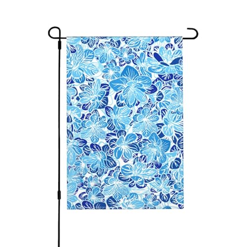 Blaue abstrakte Blumen, Gartenflagge doppelseitig, dekoratives Hofbanner für den Innen- und Außenbereich, Hofhaus, 30 x 45,5 cm von YWSOTRE