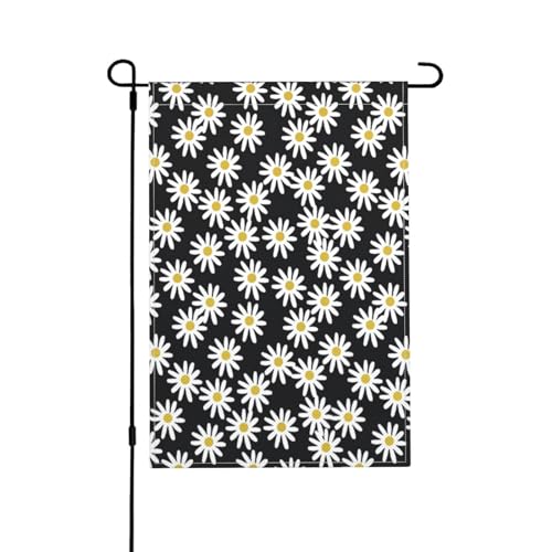 Gänseblümchen Blumen Blumen Blume Schwarz und Weiß Einfach, Gartenflagge doppelseitig, dekoratives Hofbanner für den Innen- und Außenbereich, Hofhaus, 30 x 45,5 cm von YWSOTRE