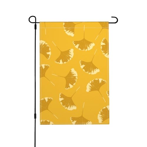 Ginkgoblätter Blumen auf gelbem Ocker, Gartenflagge doppelseitig, dekoratives Hofbanner für den Innen- und Außenbereich, Hofhaus, 30 x 45,5 cm von YWSOTRE