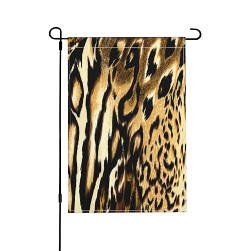 Leopard Löwe Tiger Fell Gestromt, Gartenflagge doppelseitig, dekoratives Hofbanner für den Innen- und Außenbereich, Hofhaus, 30 x 45,5 cm von YWSOTRE