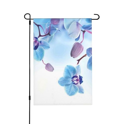 Orchideen Natürliche Blumen, Gartenflagge doppelseitig, dekoratives Hofbanner für den Innen- und Außenbereich, Hofhaus, 30 x 45,5 cm von YWSOTRE