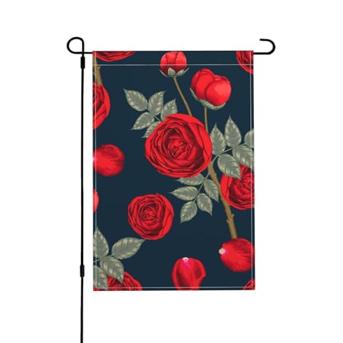 Rote Rosen Blumen, Gartenflagge doppelseitig, dekoratives Hofbanner für den Innen- und Außenbereich, Hofhaus, 30 x 45,5 cm von YWSOTRE