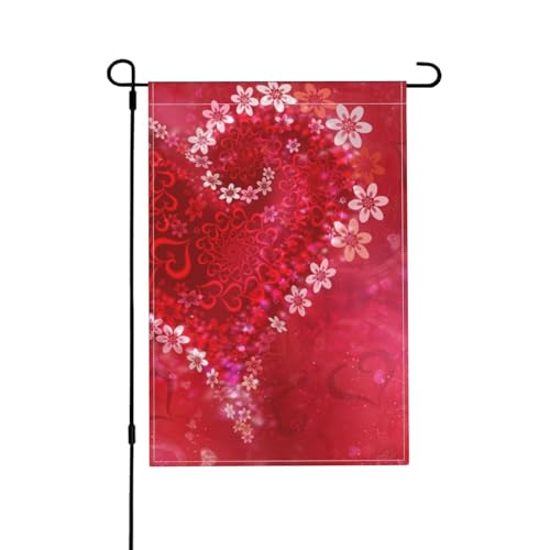 Valentinstag Herz Blume, Gartenflagge doppelseitig, dekoratives Hofbanner für den Innen- und Außenbereich, Hofhaus, 30 x 45,5 cm von YWSOTRE