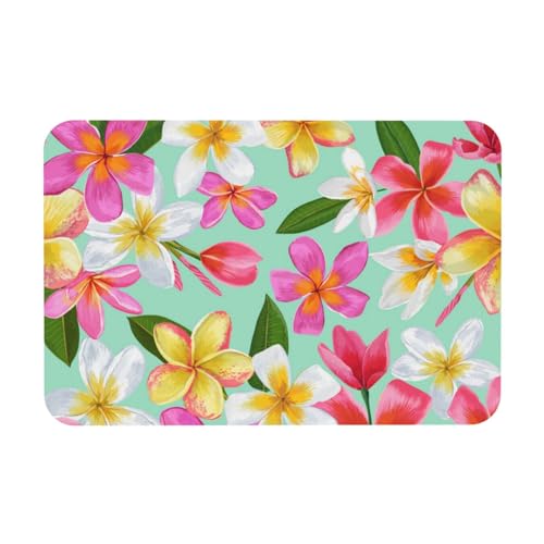 YWSOTRE Aquarell Tropische Blumen Floral Plumeria,Bodenmatte Kieselgurmatte saugfähig rutschfest Badvorleger 40X60cm von YWSOTRE