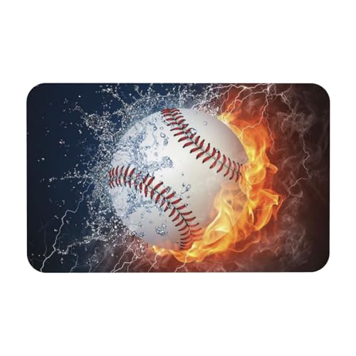 YWSOTRE EIN Bild eines Baseballs in Wasser und Feuer,Bodenmatte Kieselgurmatte saugfähig rutschfest Badvorleger 50x80cm YWSOTRE EIN Bild eines Baseballs in Wasser und Feuer,Bodenmatte Kieselgurmatte saugfähig rutschfest Badvorleger 50x80cm von YWSOTRE