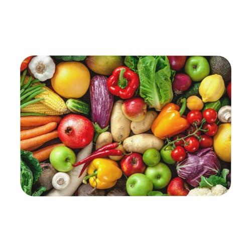 YWSOTRE Frisches Obst und Gemüse,Bodenmatte Kieselgurmatte saugfähig rutschfest Badvorleger 40X60cm von YWSOTRE