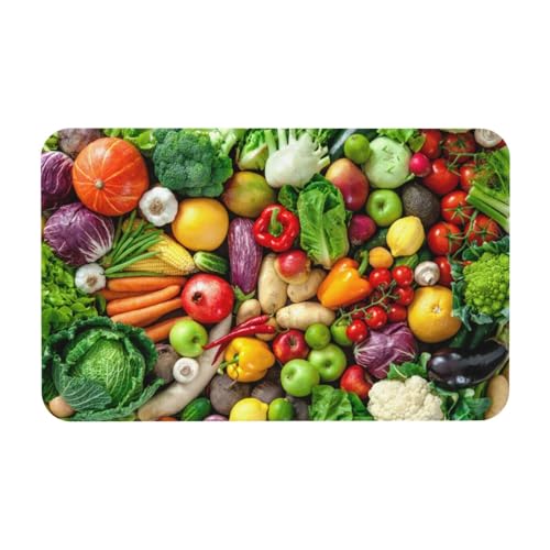 YWSOTRE Frisches Obst und Gemüse Bedruckt,Bodenmatte Kieselgurmatte saugfähig rutschfest Badvorleger 50x80cm von YWSOTRE