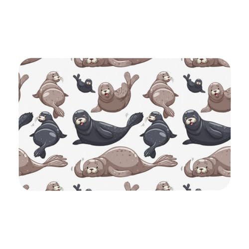 YWSOTRE Robben Illustration Seelöwe,Bodenmatte Kieselgurmatte saugfähig rutschfest Badvorleger 50x80cm YWSOTRE Robben Illustration Seelöwe,Bodenmatte Kieselgurmatte saugfähig rutschfest Badvorleger 50x80cm von YWSOTRE