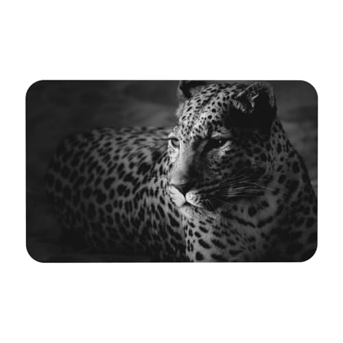 YWSOTRE Schwarz-Weiß-Bild eines Leoparden,Bodenmatte Kieselgurmatte saugfähig rutschfest Badvorleger 50x80cm YWSOTRE Schwarz-Weiß-Bild eines Leoparden,Bodenmatte Kieselgurmatte saugfähig rutschfest Badvorleger 50x80cm von YWSOTRE
