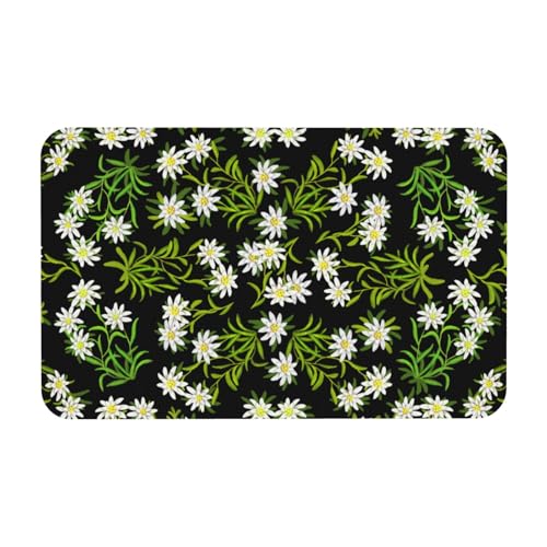 YWSOTRE Schweizer Alpen-Edelweiß-Blume,Bodenmatte Kieselgurmatte saugfähig rutschfest Badvorleger 50x80cm von YWSOTRE