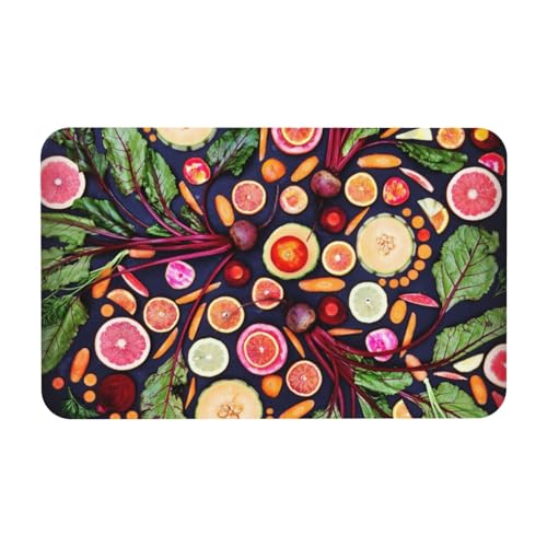YWSOTRE Veganes Obst und Gemüse Druck,Bodenmatte Kieselgurmatte saugfähig rutschfest Badvorleger 50x80cm von YWSOTRE