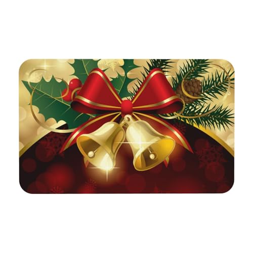 YWSOTRE Weihnachten Rotes Band Goldglocken,Bodenmatte Kieselgurmatte saugfähig rutschfest Badvorleger 50x80cm YWSOTRE Weihnachten Rotes Band Goldglocken,Bodenmatte Kieselgurmatte saugfähig rutschfest Badvorleger 50x80cm von YWSOTRE