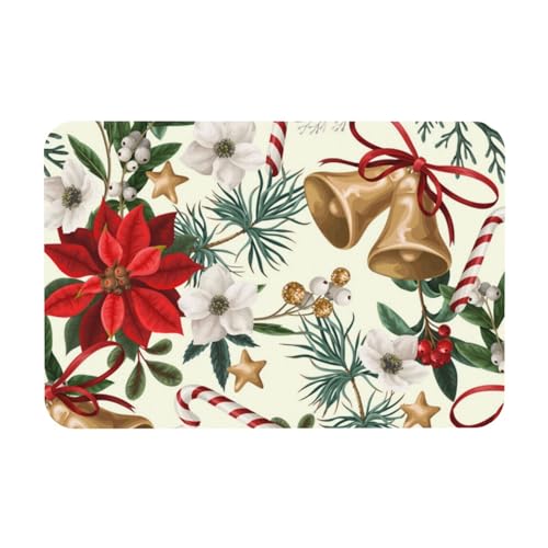 YWSOTRE Weihnachtsstern Blumen Weihnachtsglocke,Bodenmatte Kieselgurmatte saugfähig rutschfest Badvorleger 40X60cm von YWSOTRE