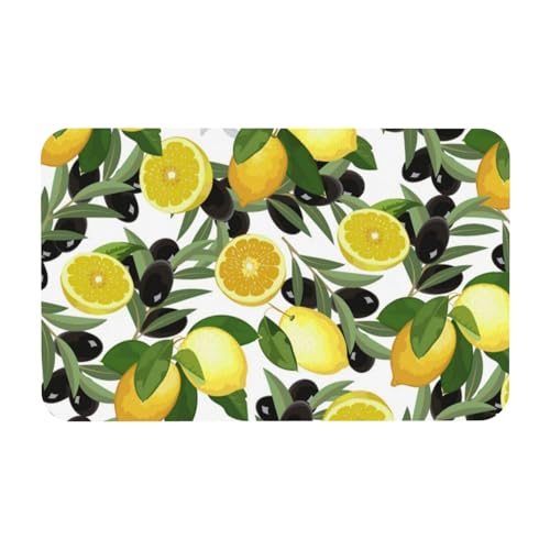 YWSOTRE Zitrone und Olive,Bodenmatte Kieselgurmatte saugfähig rutschfest Badvorleger 50x80cm von YWSOTRE