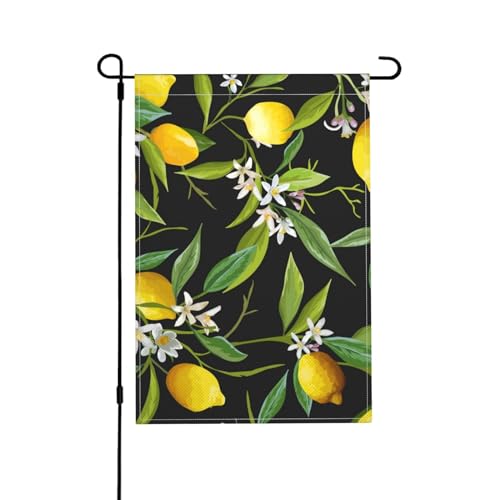 Zitrone und Blume, Gartenflagge doppelseitig, dekoratives Hofbanner für den Innen- und Außenbereich, Hofhaus, 30 x 45,5 cm von YWSOTRE