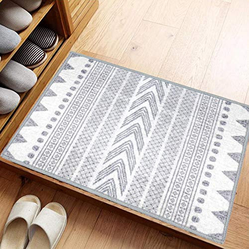 YX-lle home Moderne Teppiche Gewebte bedruckte Geometrisches Kurzflor Teppich Weiche Teppiche Wohnzimmer Teppich Schlafzimmer Esszimmer Teppiche Langlebig Nicht vergießen(Grau,40cmx60cm) von YX-lle home