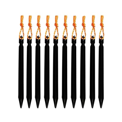 Heringe Zelt 10 Stücke 18 cm Aluminiumlegierung Hof Baldachin Zeltheringe Gartenpfähle Bodennagel Heavy Duty Mit Reflektierende Schnur Hängematte Camping(Black) von YXADGML
